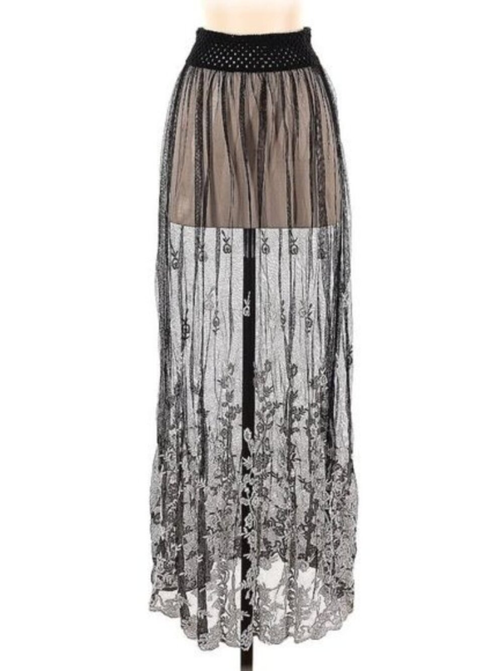NWT Gypsy Junkies Black Sheer Embroidered Lace Maxi Skirt | Coquette Fairy Boho - Picture 2 of 15